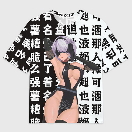Женская футболка оверсайз 2b в шикарном платье - Nier automata / 3D-принт – фото 1