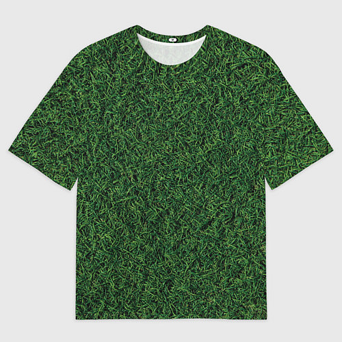 Женская футболка оверсайз Зеленая камуфляжная трава / 3D-принт – фото 1