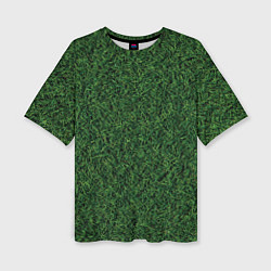 Женская футболка оверсайз Зеленая камуфляжная трава