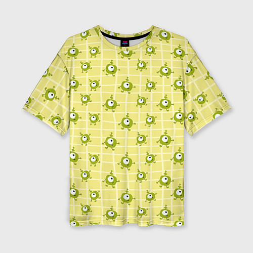 Женская футболка оверсайз Зеленые одноглазые человечки / 3D-принт – фото 1