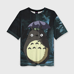 Женская футболка оверсайз Totoro in rain forest