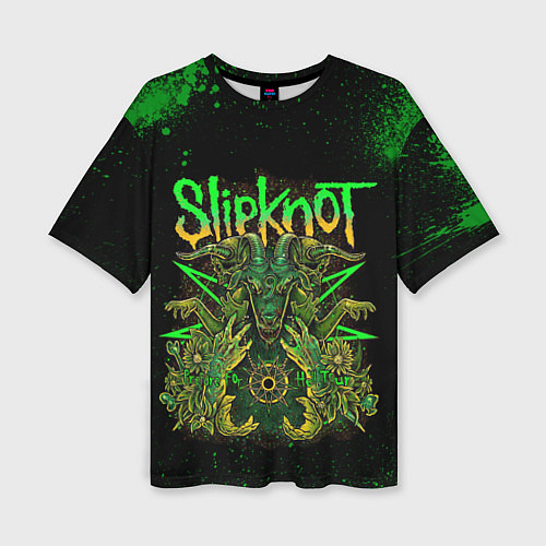 Женская футболка оверсайз Slipknot green satan / 3D-принт – фото 1