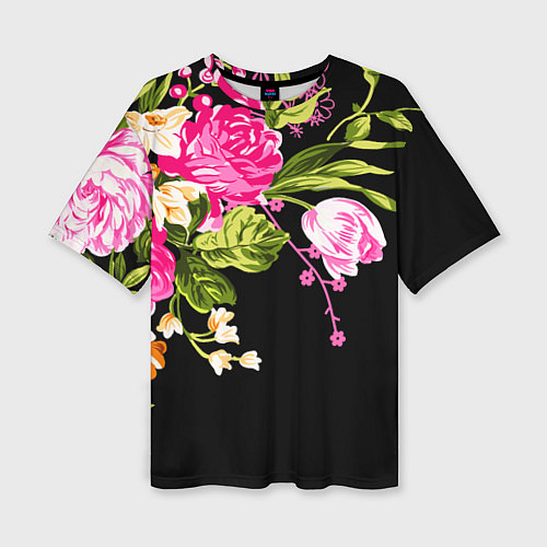 Женская футболка оверсайз Букет цветов / 3D-принт – фото 1