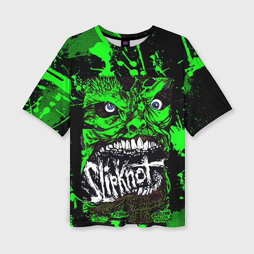 Женская футболка оверсайз Slipknot - green monster по / 3D-принт – фото 1