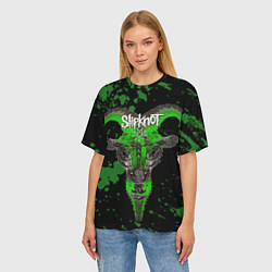 Футболка оверсайз женская Slipknot зеленый козел, цвет: 3D-принт — фото 2