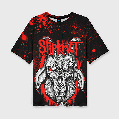 Женская футболка оверсайз Slipknot - красный козел / 3D-принт – фото 1