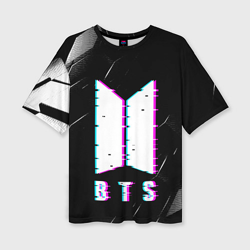 Женская футболка оверсайз BTS - Неоновый логотип / 3D-принт – фото 1