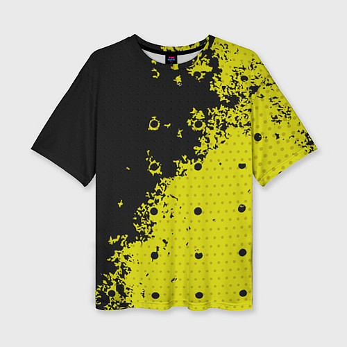 Женская футболка оверсайз Black & Yellow / 3D-принт – фото 1