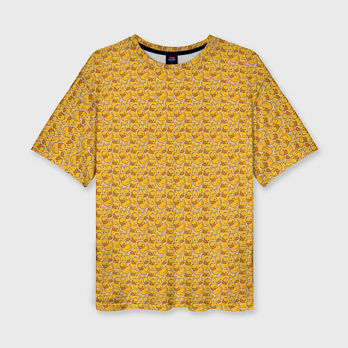 Женская футболка оверсайз Паттерн с утятами / 3D-принт – фото 1