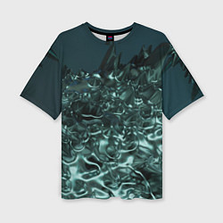 Женская футболка оверсайз Абстрактный голубой жидкий металл