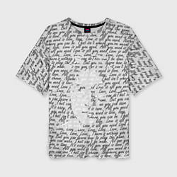 Женская футболка оверсайз Джон Леннон, портрет и слова песни