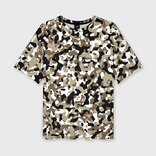 Женская футболка оверсайз Камуфляж зимний лес - мелкий / 3D-принт – фото 1