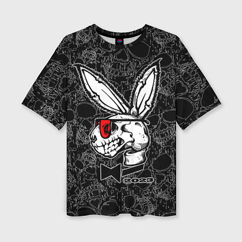 Женская футболка оверсайз Playboy Skull - Rabbit 2023 / 3D-принт – фото 1