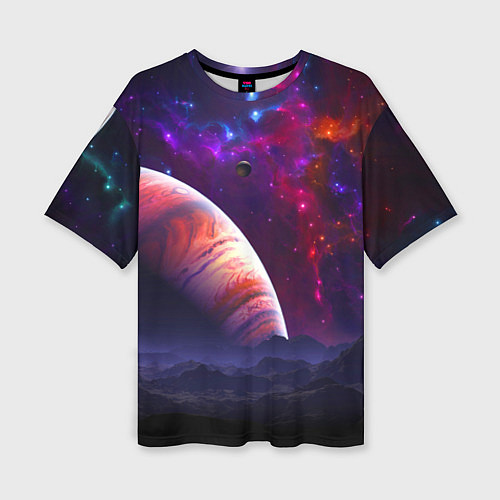 Женская футболка оверсайз Бесконечное космическое пространство - Планета / 3D-принт – фото 1