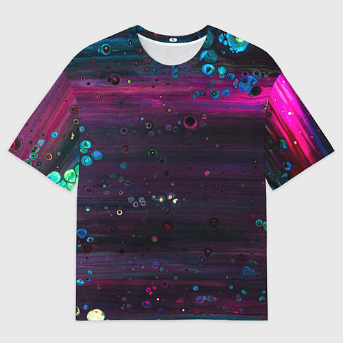 Женская футболка оверсайз Фиолетовые абстрактные волны и камни / 3D-принт – фото 1