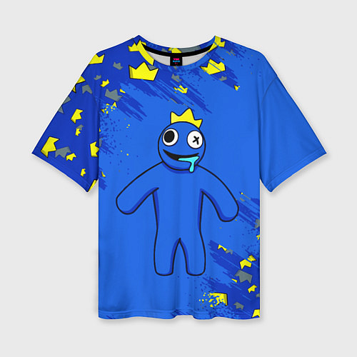 Женская футболка оверсайз Радужные друзья Синий в короне / 3D-принт – фото 1