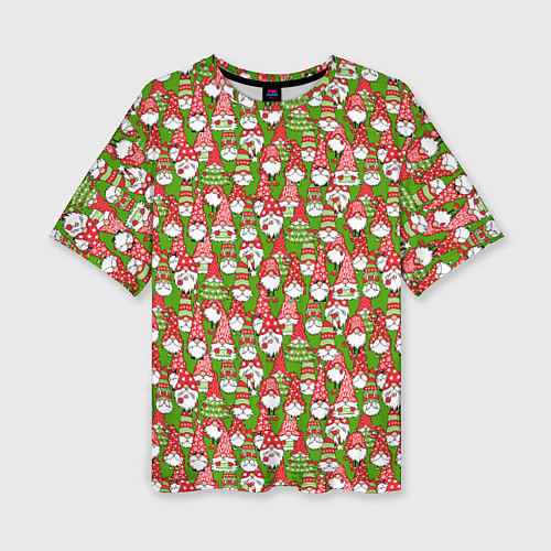 Женская футболка оверсайз Рождественские гномы / 3D-принт – фото 1