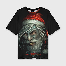 Женская футболка оверсайз Merry hill, Christmas, dark Santa