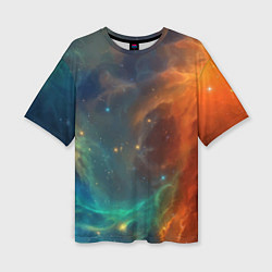 Женская футболка оверсайз Столкновение двух космических галактик