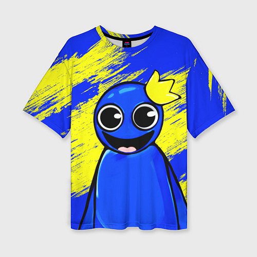 Женская футболка оверсайз Радужные друзья радостный Синий / 3D-принт – фото 1