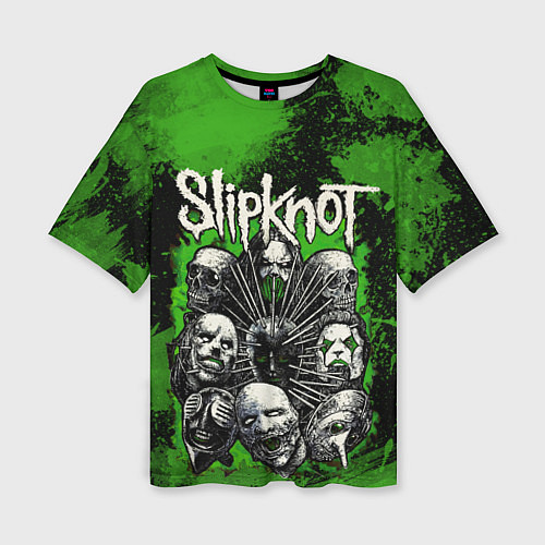 Женская футболка оверсайз Slipknot green abstract / 3D-принт – фото 1