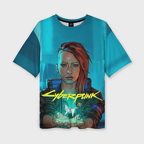 Женская футболка оверсайз Cyberpunk - Киберпанк / 3D-принт – фото 1