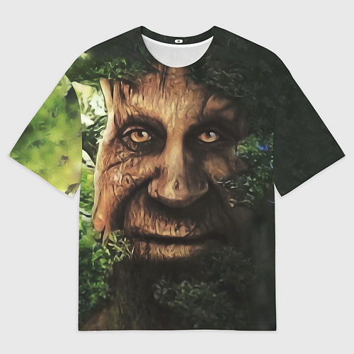 Женская футболка оверсайз Дерево с лицом мем Мудрое дерево / 3D-принт – фото 1