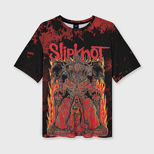 Женская футболка оверсайз Slipknot black and red / 3D-принт – фото 1