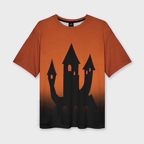 Женская футболка оверсайз Halloween - замок ведьм / 3D-принт – фото 1