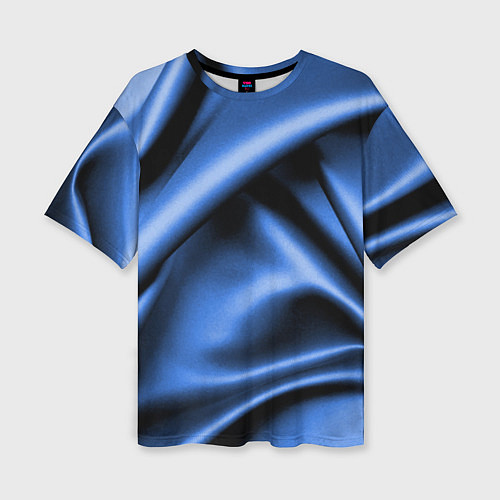 Женская футболка оверсайз Складки гладкой синей ткани / 3D-принт – фото 1