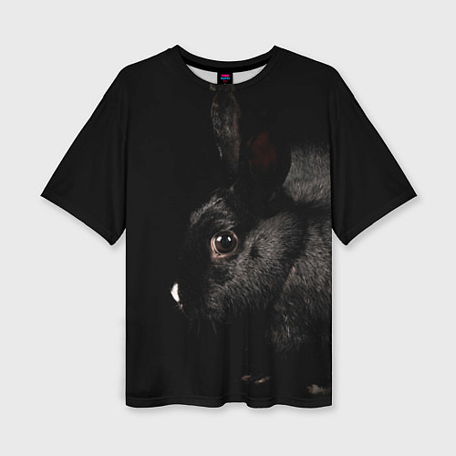 Женская футболка оверсайз Чёрный большой кролик / 3D-принт – фото 1