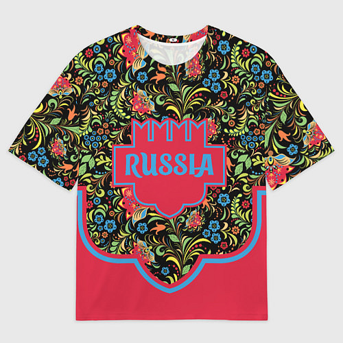 Женская футболка оверсайз Россия-красивая страна цветов и узоров / 3D-принт – фото 1