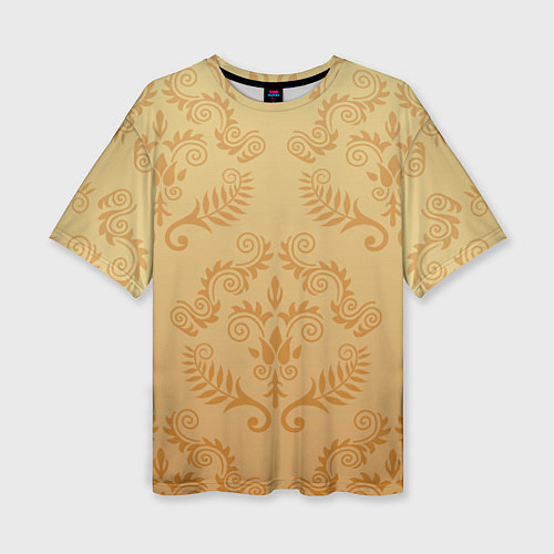 Женская футболка оверсайз Золотые паттерны / 3D-принт – фото 1