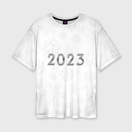 Женская футболка оверсайз Новогодние снежинки 2023 / 3D-принт – фото 1