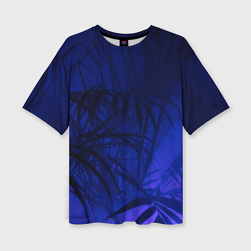 Женская футболка оверсайз Пальма в неоновом свете / 3D-принт – фото 1