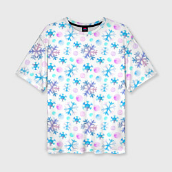 Женская футболка оверсайз Снежинки - новый год