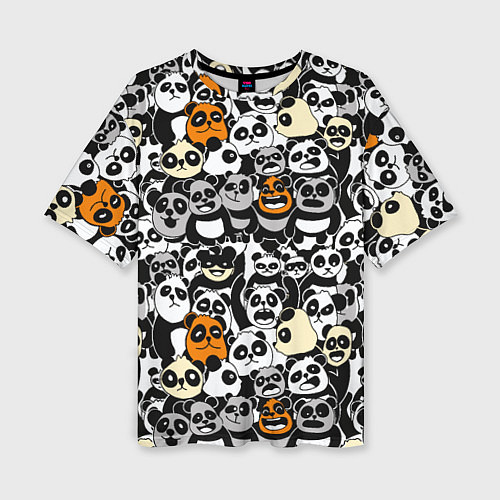 Женская футболка оверсайз Злобные панды / 3D-принт – фото 1