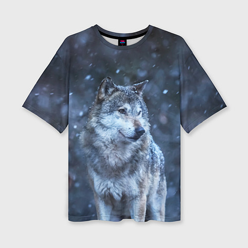 Женская футболка оверсайз Лесной волк / 3D-принт – фото 1