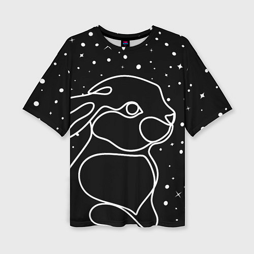 Женская футболка оверсайз Кролик и снегопад / 3D-принт – фото 1
