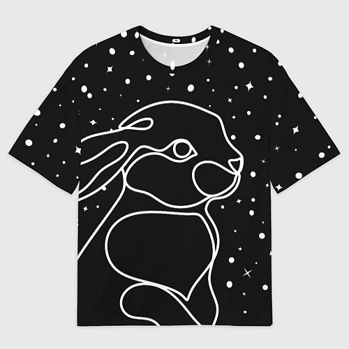 Женская футболка оверсайз Кролик и снегопад / 3D-принт – фото 1