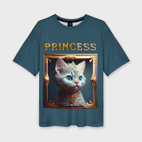 Женская футболка оверсайз Кошечка принцесса - картина в рамке / 3D-принт – фото 1