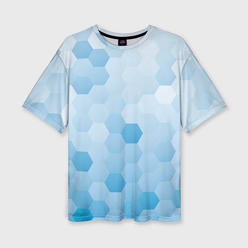 Женская футболка оверсайз Светло-синяя текстура-паттерн / 3D-принт – фото 1