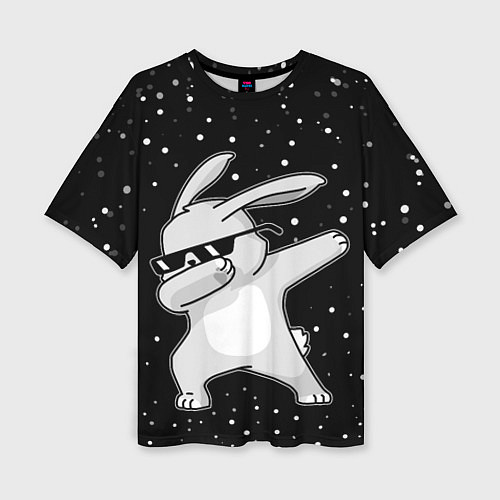 Женская футболка оверсайз Кролик ДЭБ и снегопад / 3D-принт – фото 1