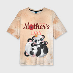 Женская футболка оверсайз День матери у панд