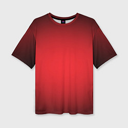 Женская футболка оверсайз Красно-черная затемняющая виньетка