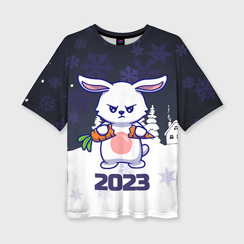 Женская футболка оверсайз Зайчик ломает морковку 2023 / 3D-принт – фото 1