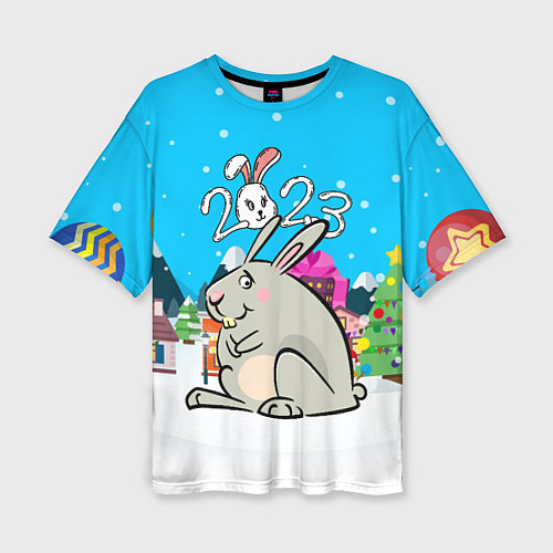 Женская футболка оверсайз Большой кролик 2023 / 3D-принт – фото 1