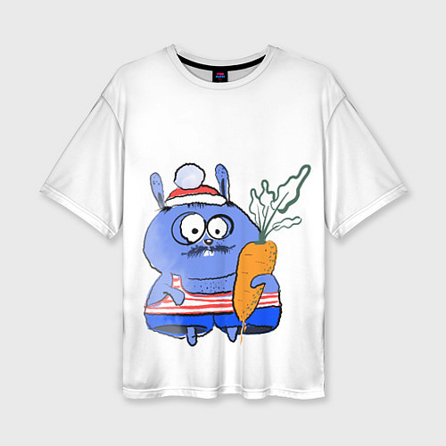 Женская футболка оверсайз Заяц с морковкой 2023 / 3D-принт – фото 1
