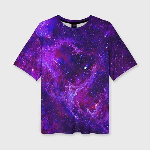 Женская футболка оверсайз Неоновый космос и звезды / 3D-принт – фото 1