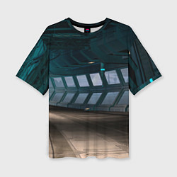 Женская футболка оверсайз Коридор космической станции